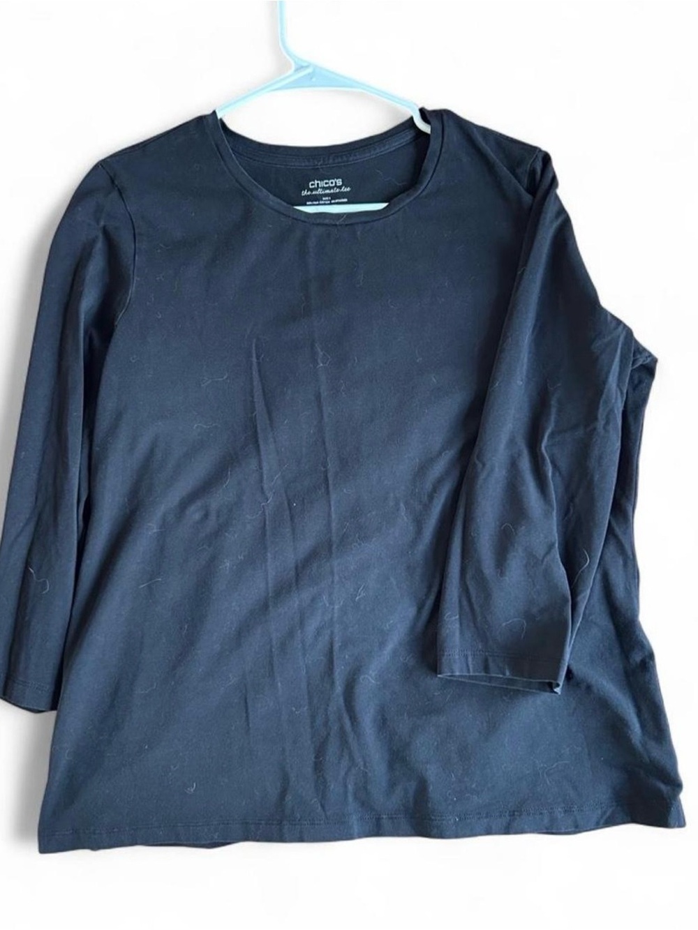 Chico's Women's Black Long Sleeve Crewneck Top